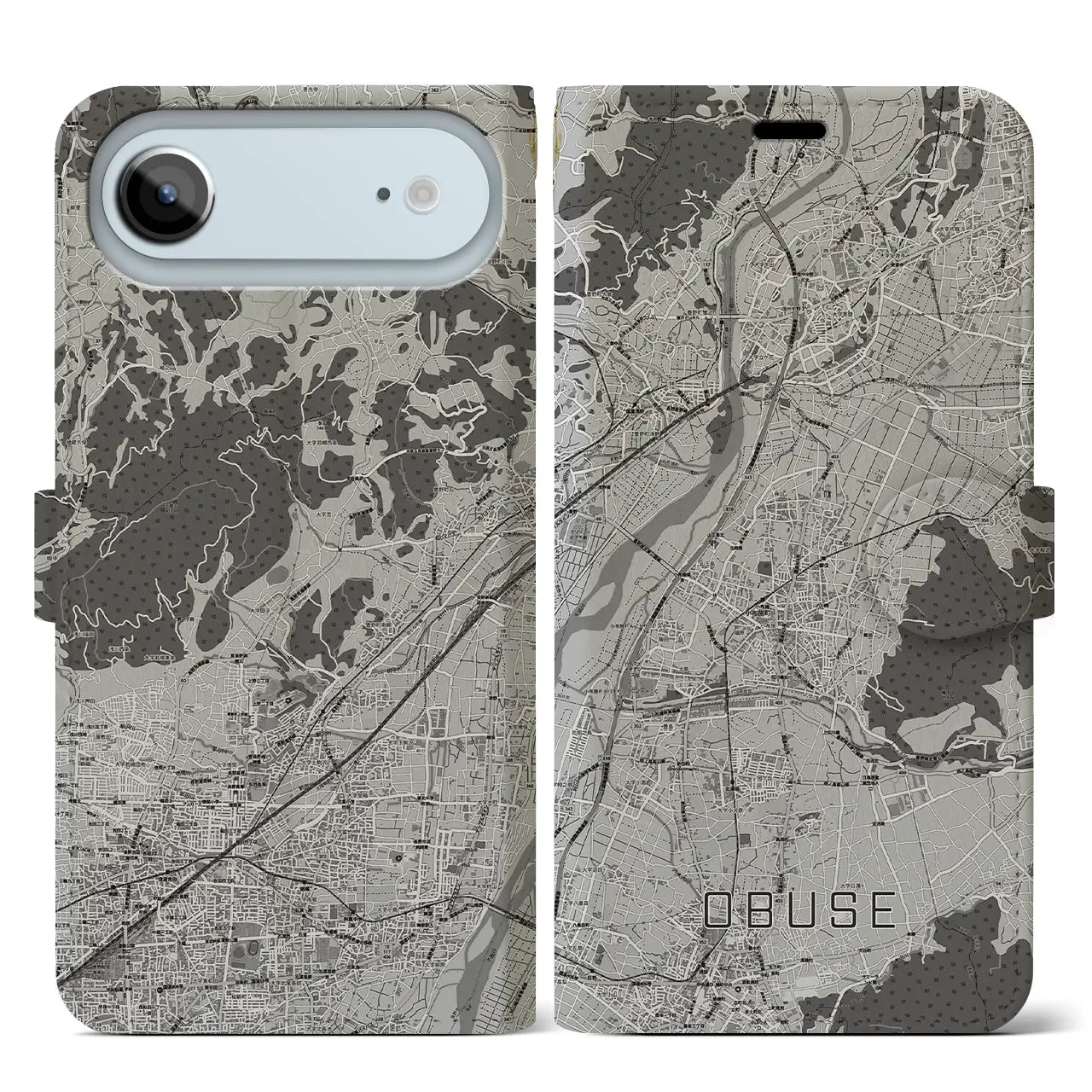 【小布施(長野県)】地図柄iPhoneケース(手帳タイプ)