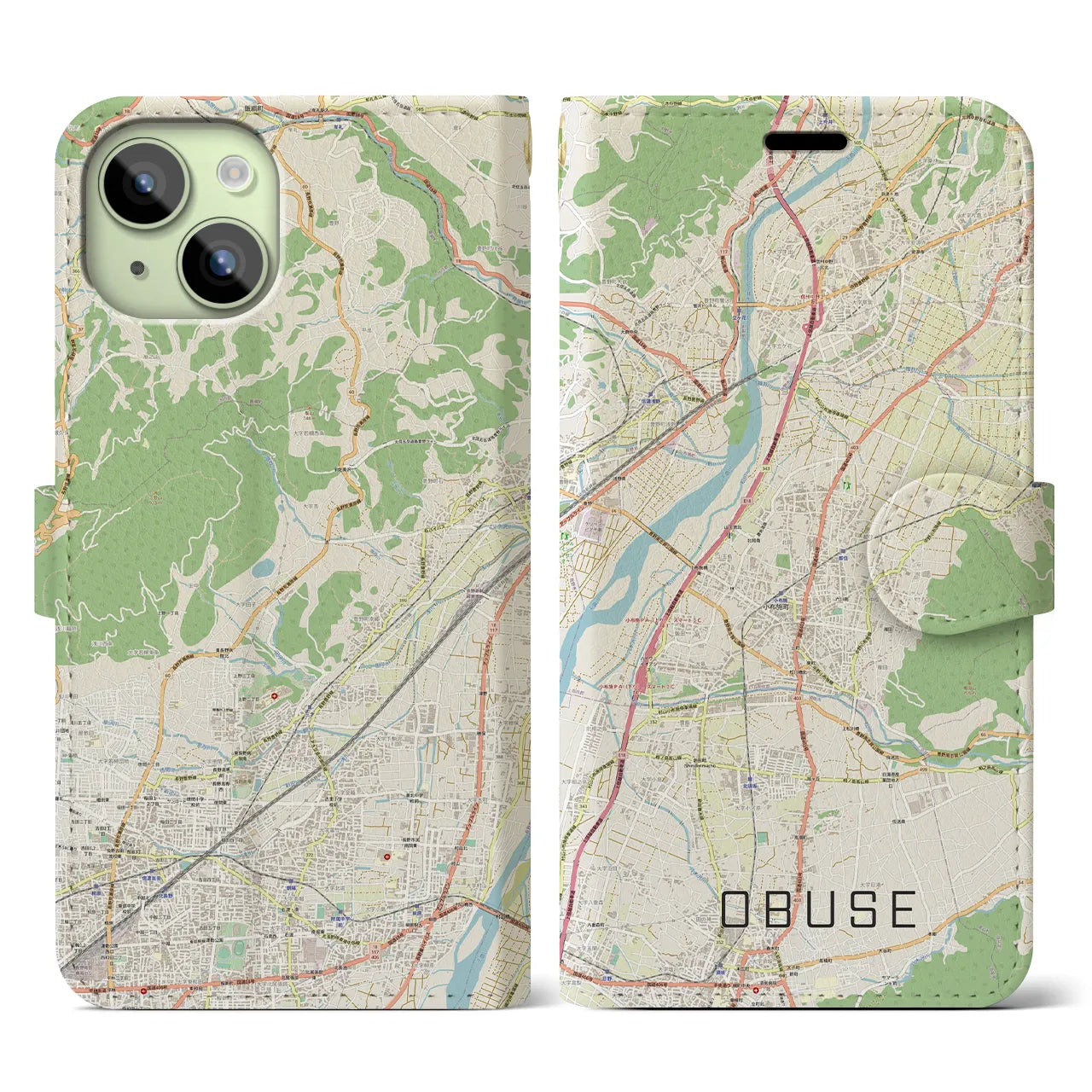 【小布施(長野県)】地図柄iPhoneケース(手帳タイプ)