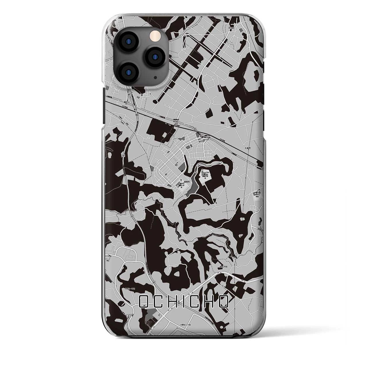 【越智町(千葉県)】地図柄iPhoneケース(クリアタイプ)モノトーン・iPhone 11 Pro Max 用