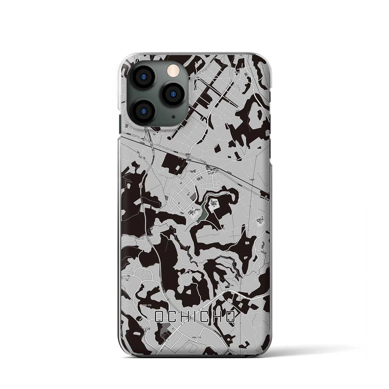 【越智町(千葉県)】地図柄iPhoneケース(クリアタイプ)モノトーン・iPhone 11 Pro 用