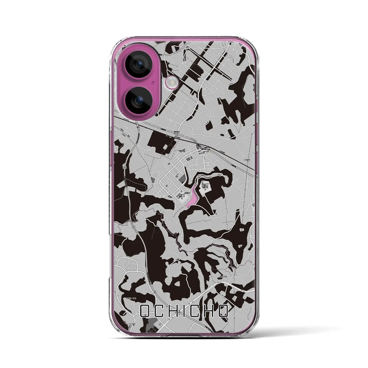 【越智町(千葉県)】地図柄iPhoneケース(クリアタイプ)モノトーン・iPhone 16 Pro 用