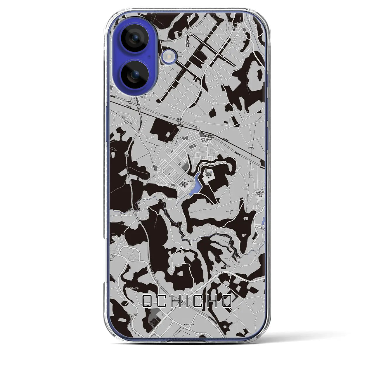 【越智町(千葉県)】地図柄iPhoneケース(クリアタイプ)モノトーン・iPhone 16 Pro Max 用