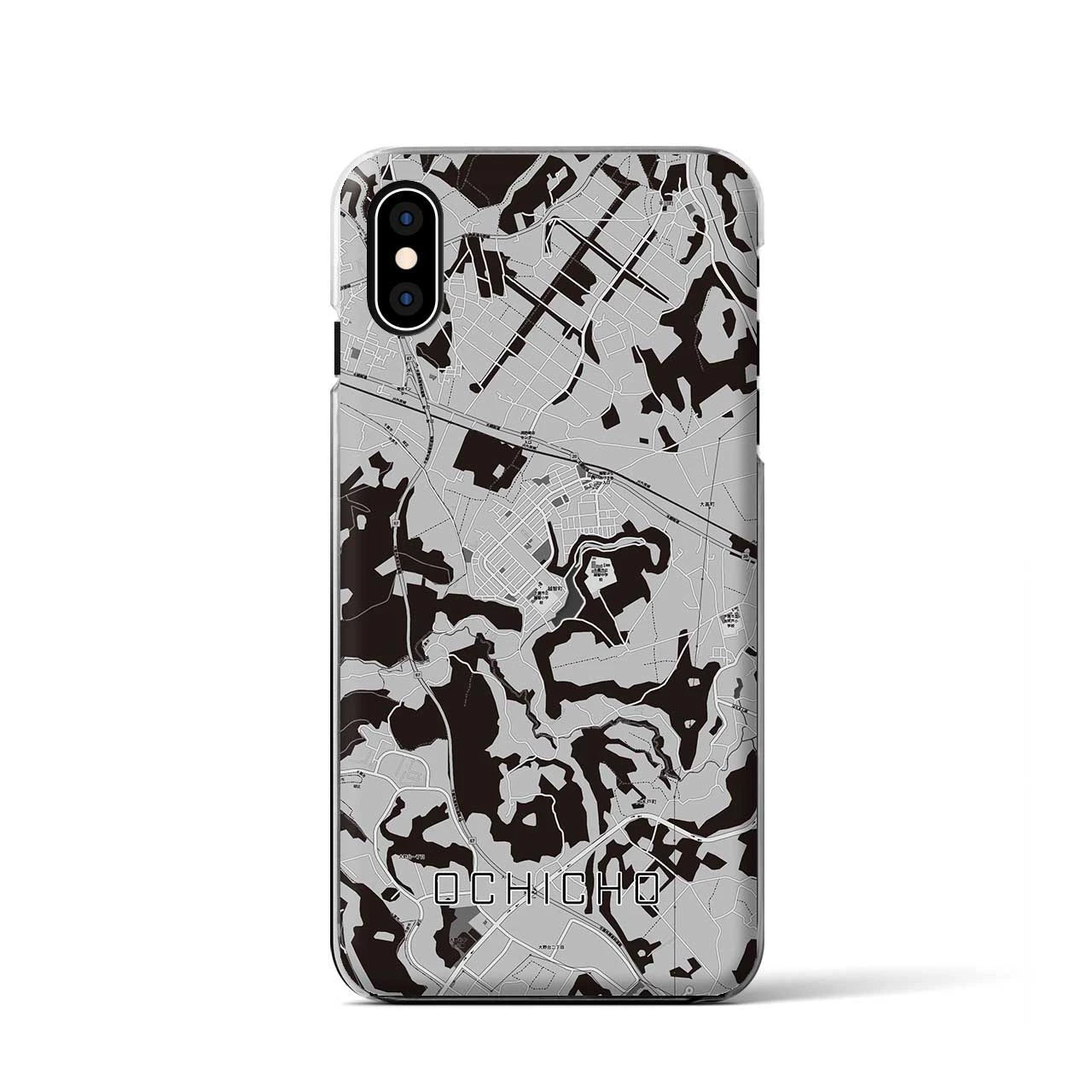 【越智町(千葉県)】地図柄iPhoneケース(クリアタイプ)モノトーン・iPhone XS / X 用