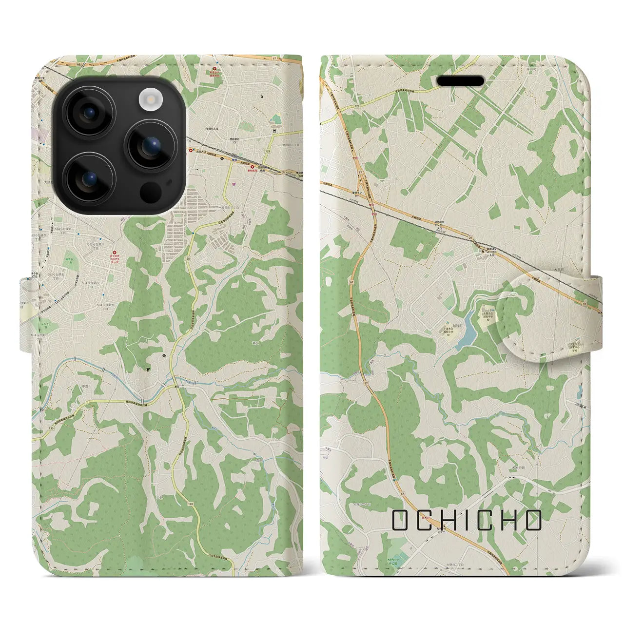 【越智町(千葉県)】地図柄iPhoneケース(手帳タイプ)ナチュラル・iPhone 16 用