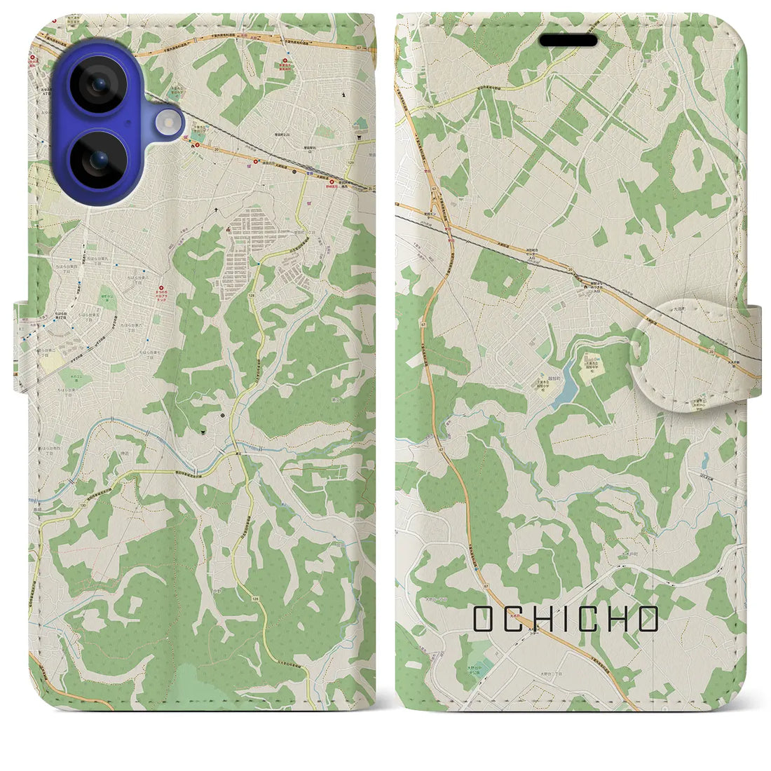 【越智町(千葉県)】地図柄iPhoneケース(手帳タイプ)ナチュラル・iPhone 16 Pro Max 用