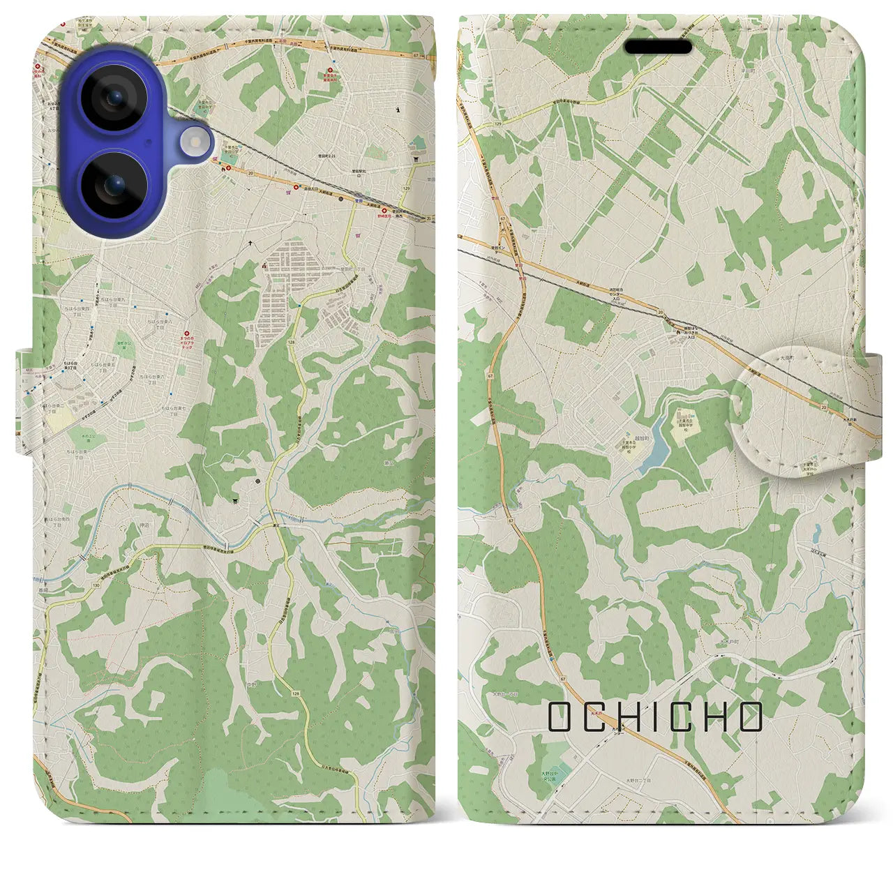 【越智町(千葉県)】地図柄iPhoneケース(手帳タイプ)