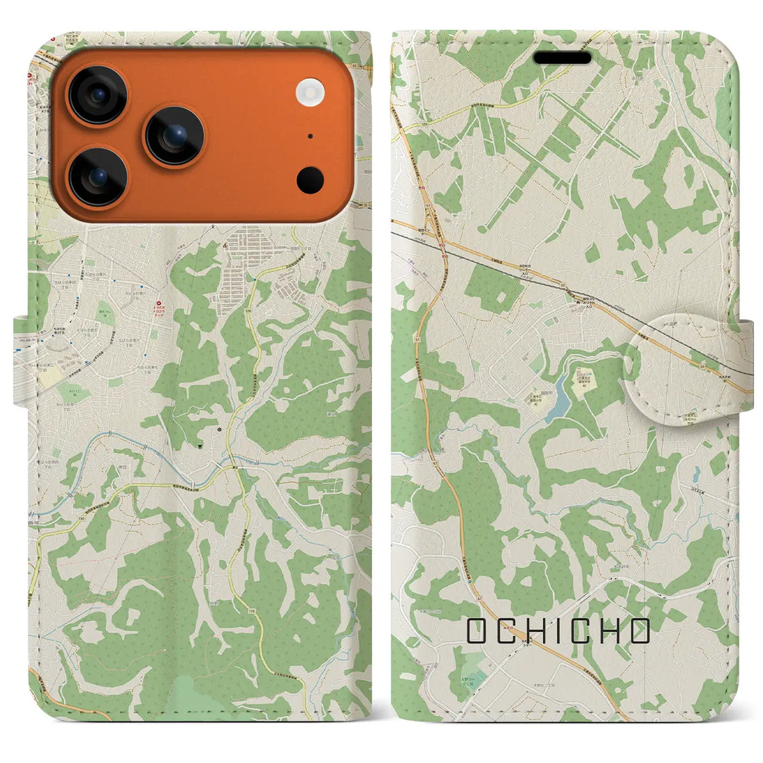 【越智町(千葉県)】地図柄iPhoneケース(手帳タイプ)ナチュラル・iPhone 17 Pro Max 用