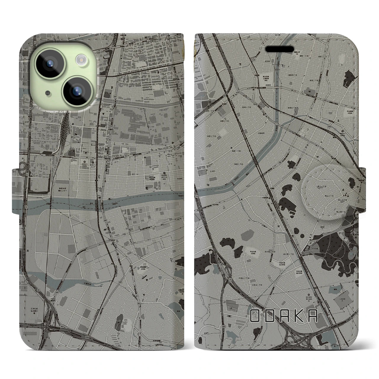 【大高(愛知県)】地図柄iPhoneケース(手帳タイプ)