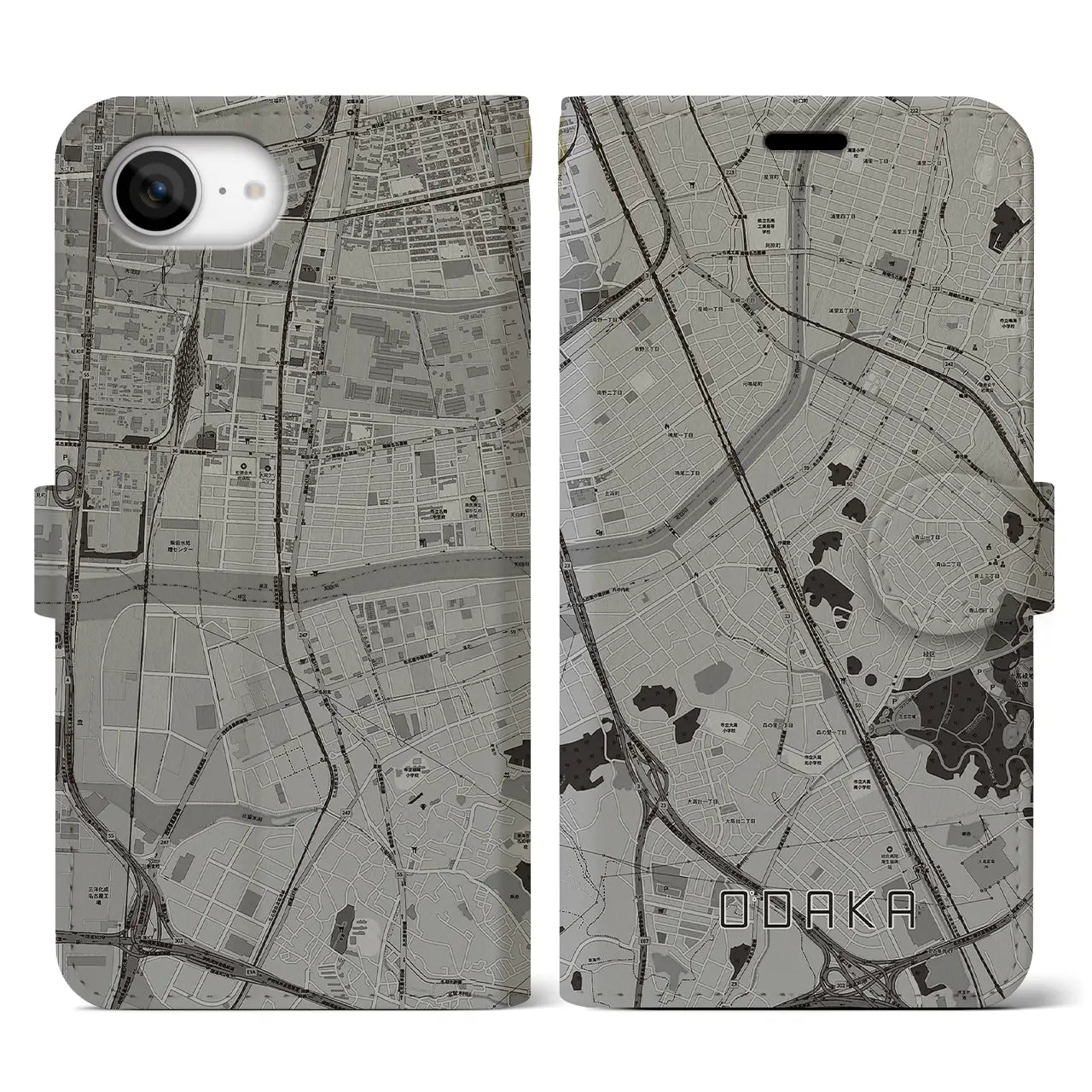 【大高(愛知県)】地図柄iPhoneケース(手帳タイプ)