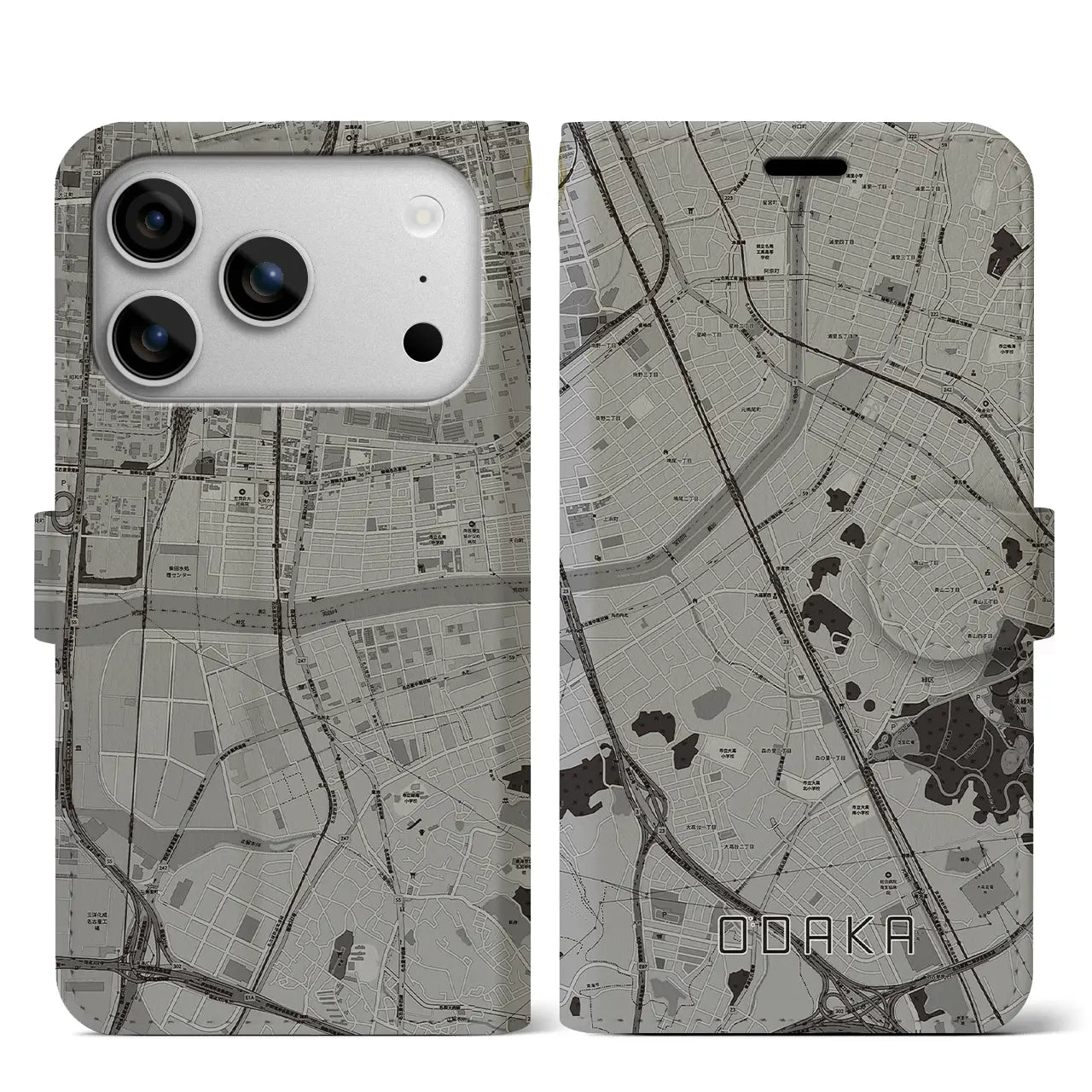 【大高(愛知県)】地図柄iPhoneケース(手帳タイプ)