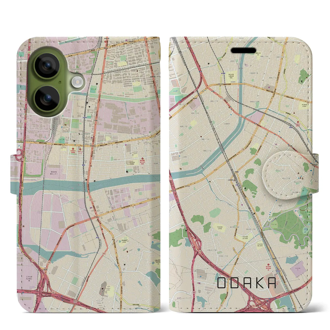 【大高(愛知県)】地図柄iPhoneケース(手帳タイプ)