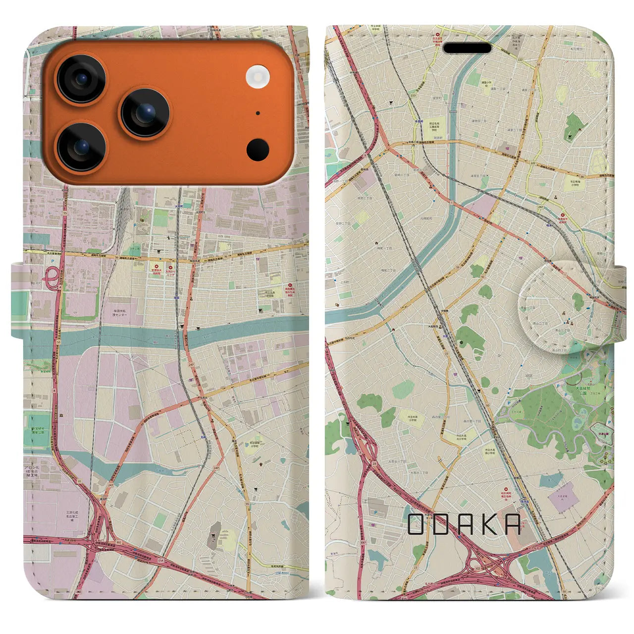 【大高(愛知県)】地図柄iPhoneケース(手帳タイプ)