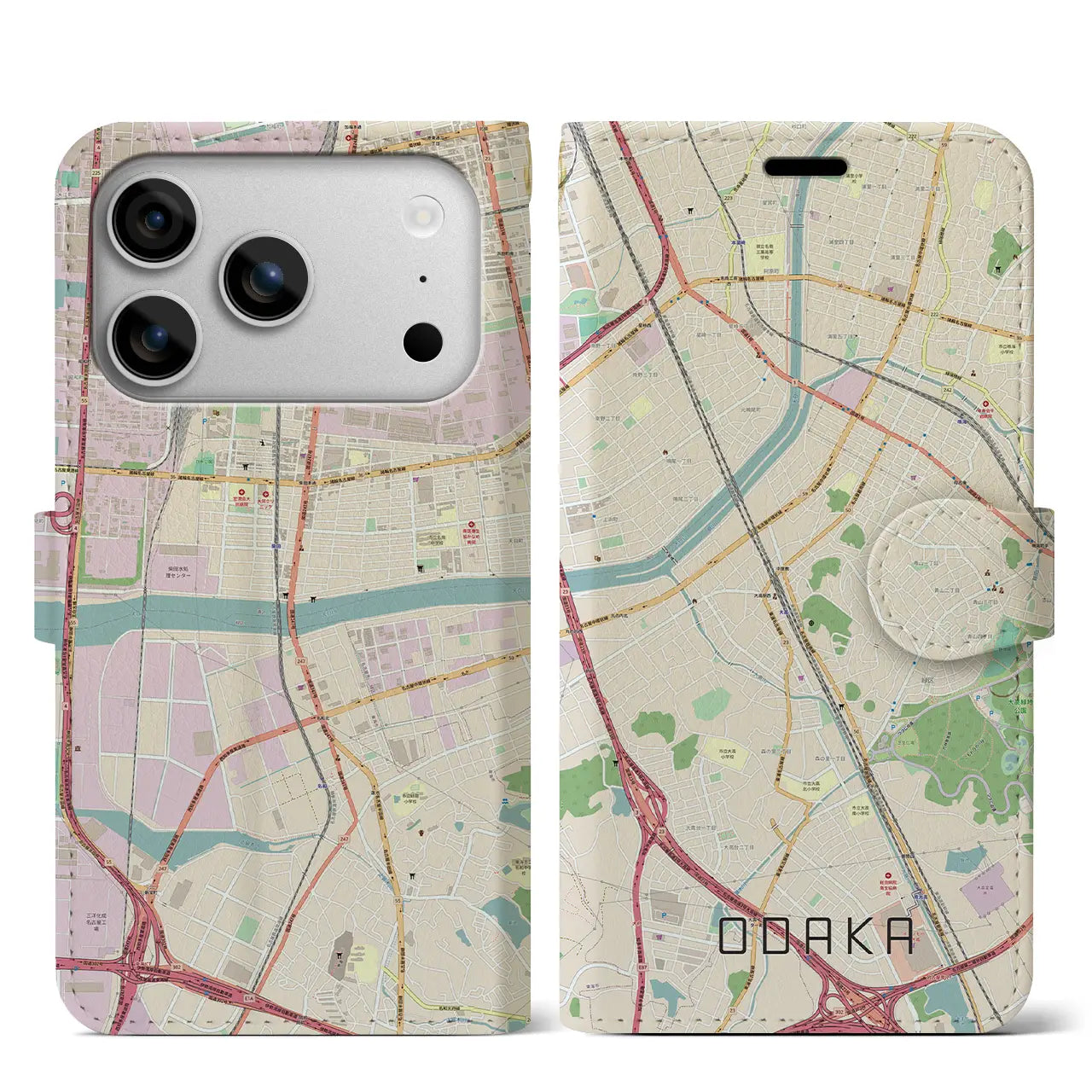 【大高(愛知県)】地図柄iPhoneケース(手帳タイプ)