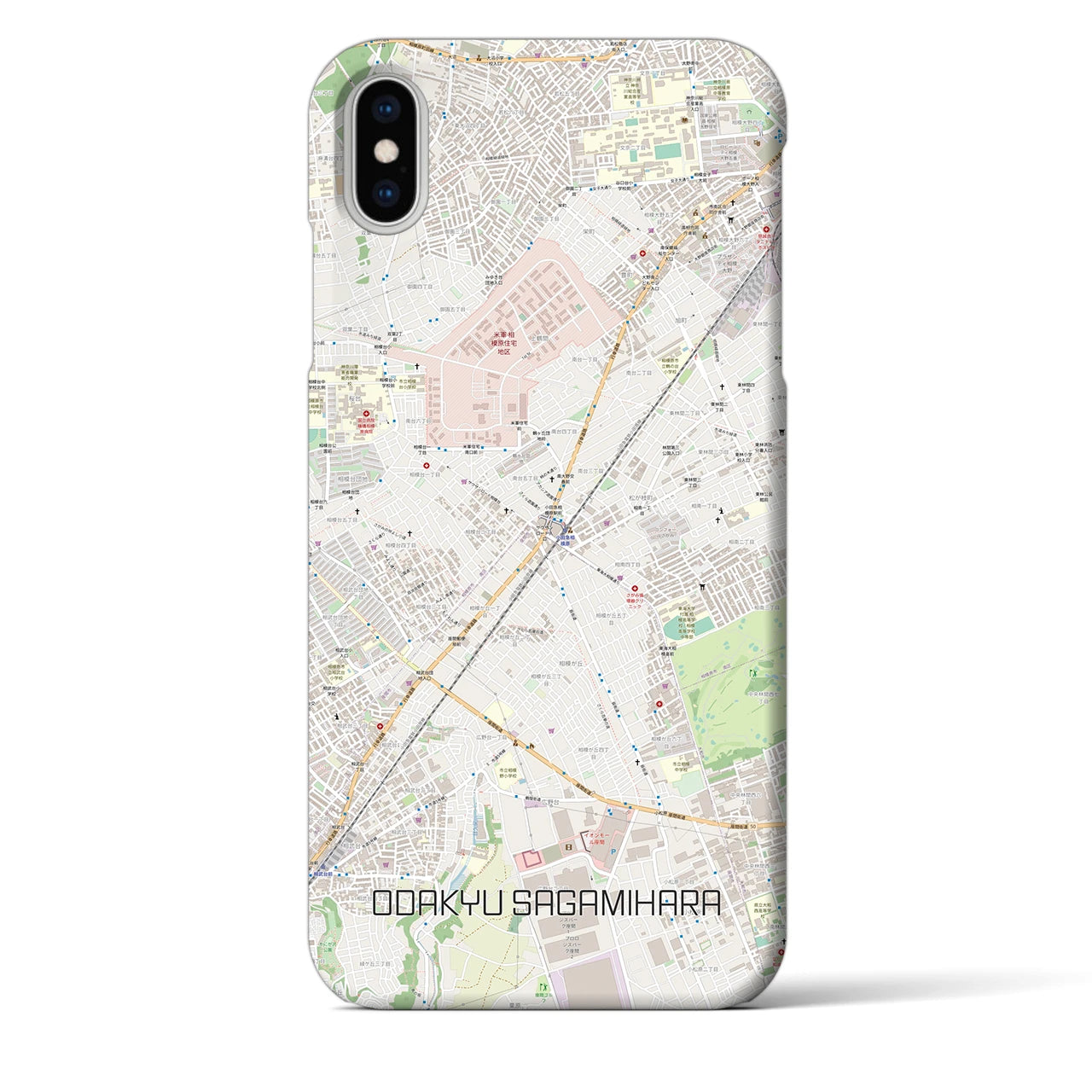 【小田急相模原(神奈川県)】地図柄iPhoneケース(バックカバータイプ)
