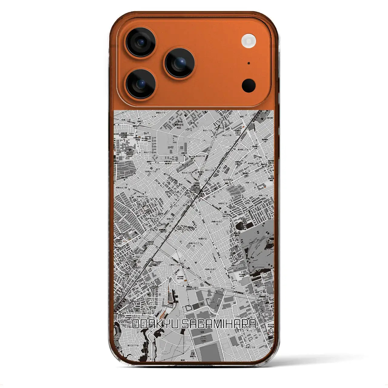 【小田急相模原(神奈川県)】地図柄iPhoneケース(クリアタイプ)モノトーン・iPhone 17 Pro Max 用