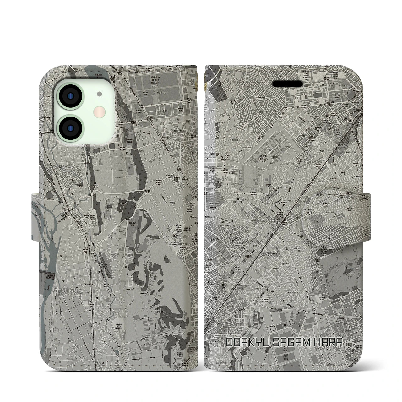 【小田急相模原(神奈川県)】地図柄iPhoneケース(手帳タイプ)