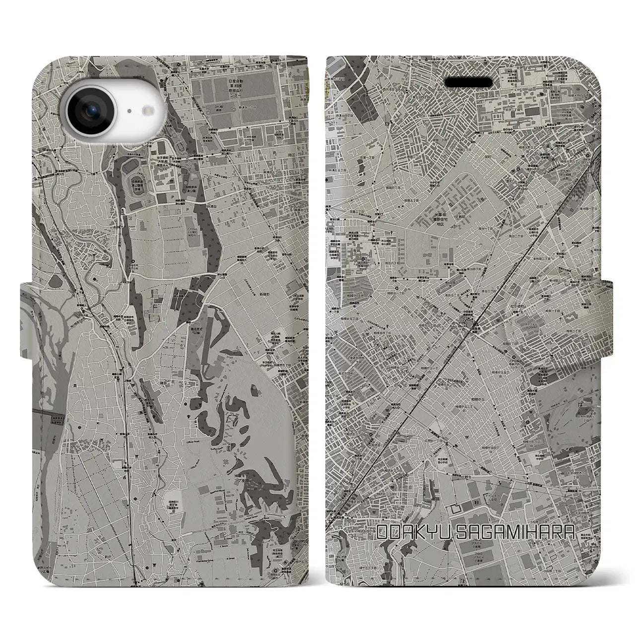 【小田急相模原(神奈川県)】地図柄iPhoneケース(手帳タイプ)