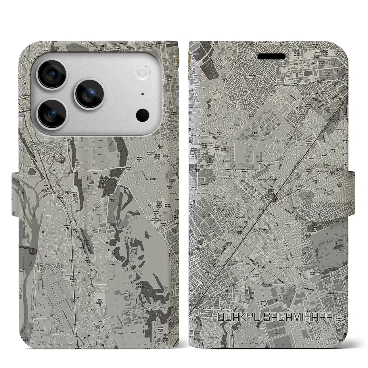 【小田急相模原(神奈川県)】地図柄iPhoneケース(手帳タイプ)