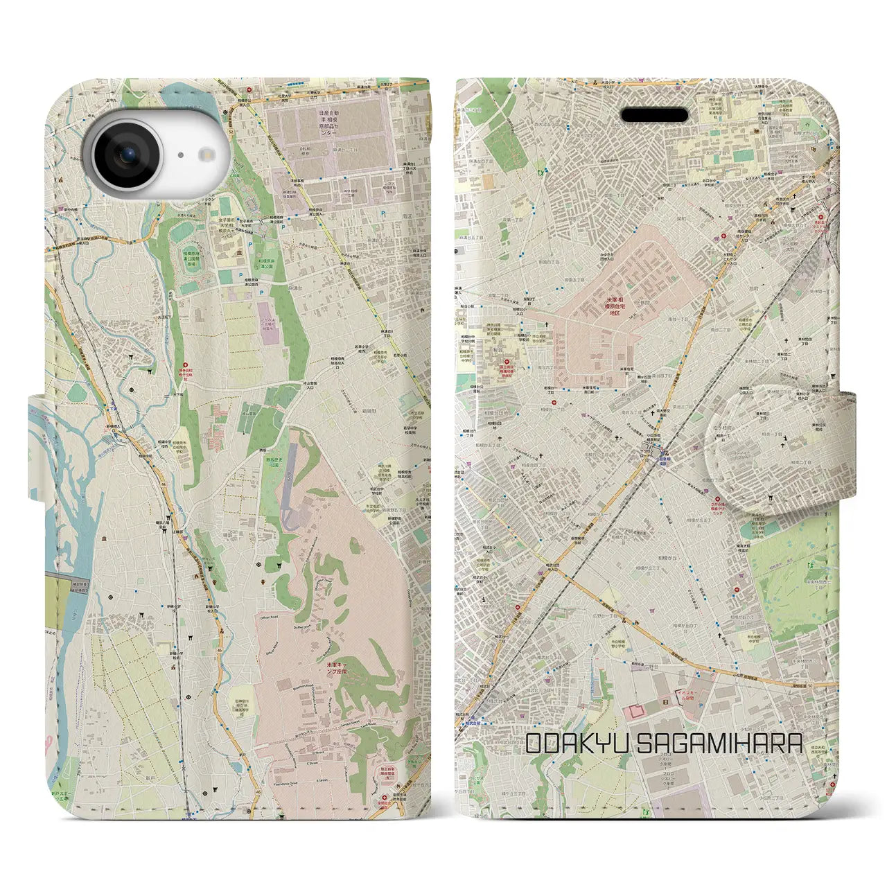 【小田急相模原(神奈川県)】地図柄iPhoneケース(手帳タイプ)