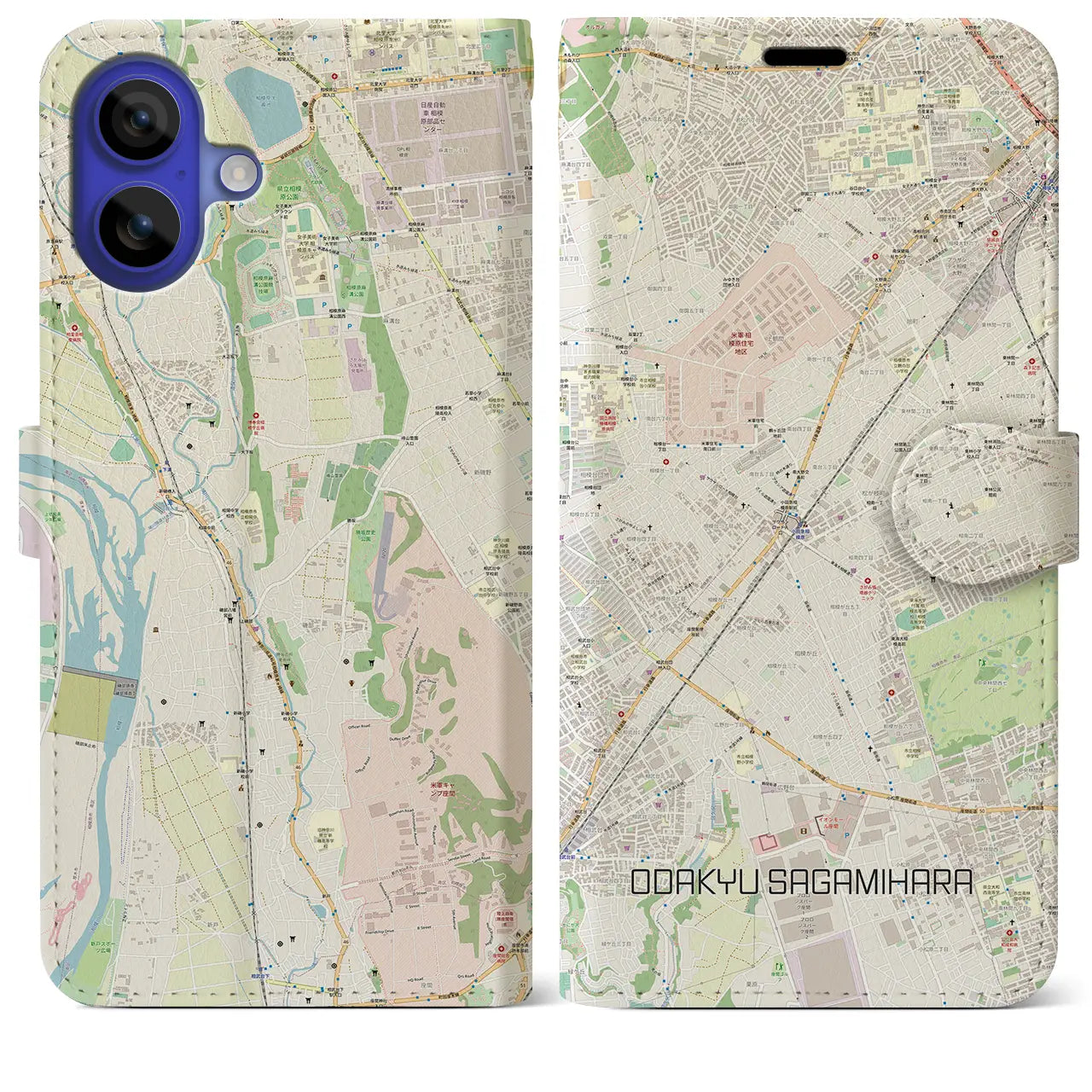 【小田急相模原(神奈川県)】地図柄iPhoneケース(手帳タイプ)