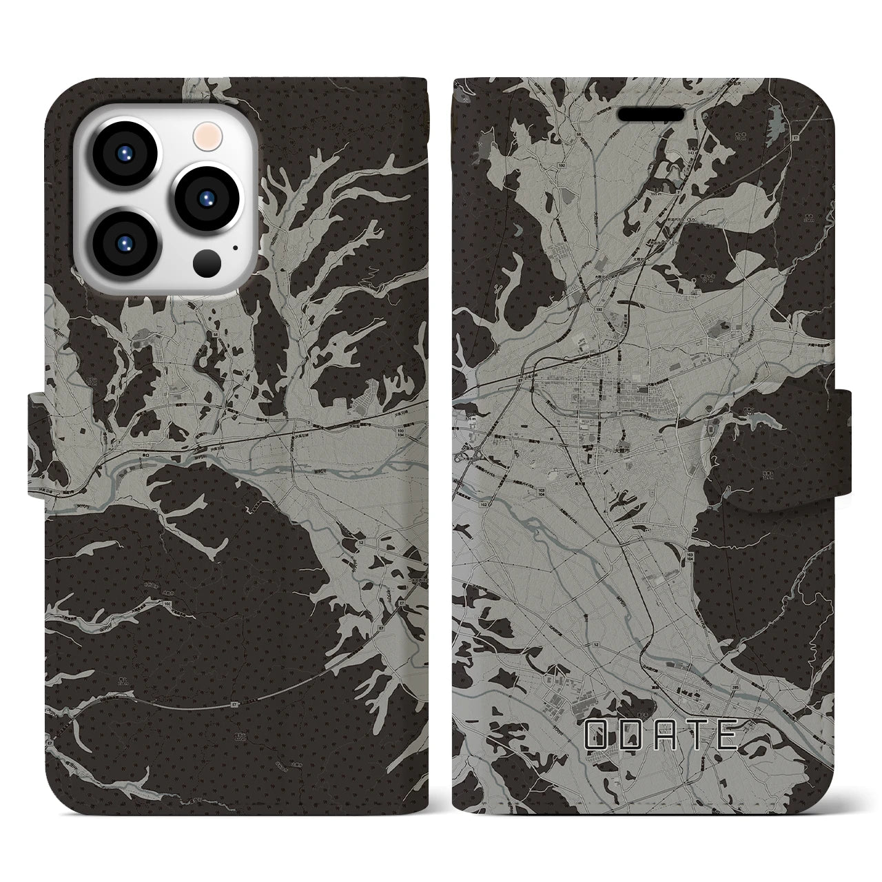 【大館(秋田県)】地図柄iPhoneケース(手帳タイプ)