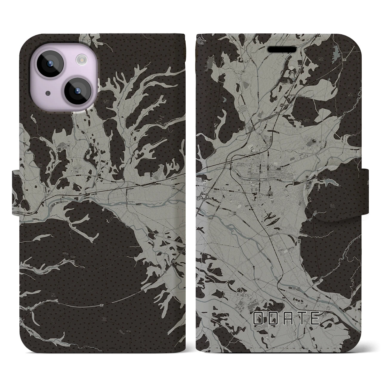 【大館(秋田県)】地図柄iPhoneケース(手帳タイプ)