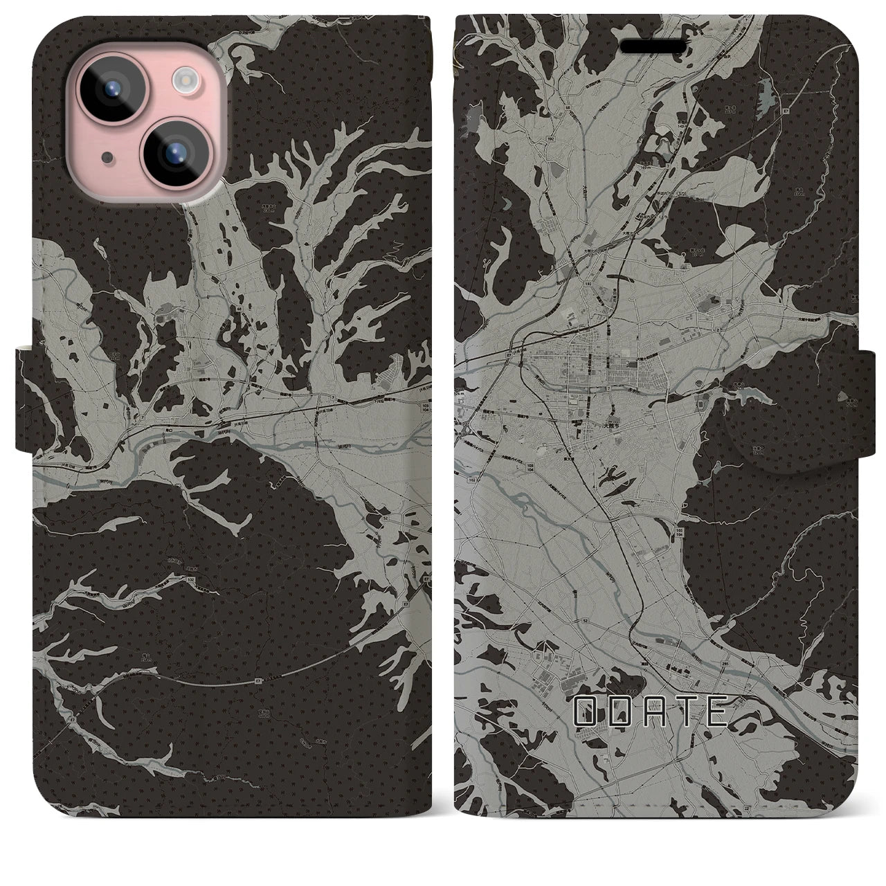 【大館(秋田県)】地図柄iPhoneケース(手帳タイプ)