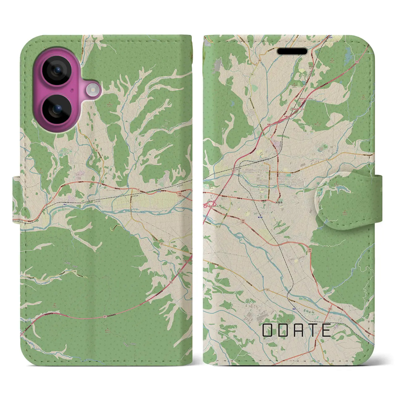 【大館(秋田県)】地図柄iPhoneケース(手帳タイプ)