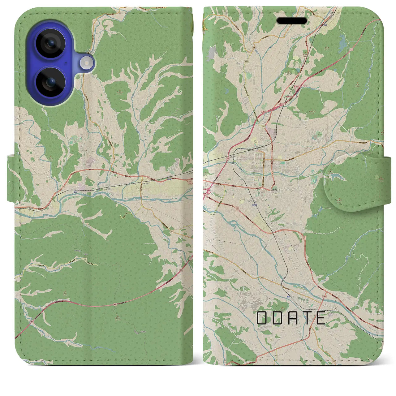 【大館(秋田県)】地図柄iPhoneケース(手帳タイプ)ナチュラル・iPhone 16 Pro Max 用