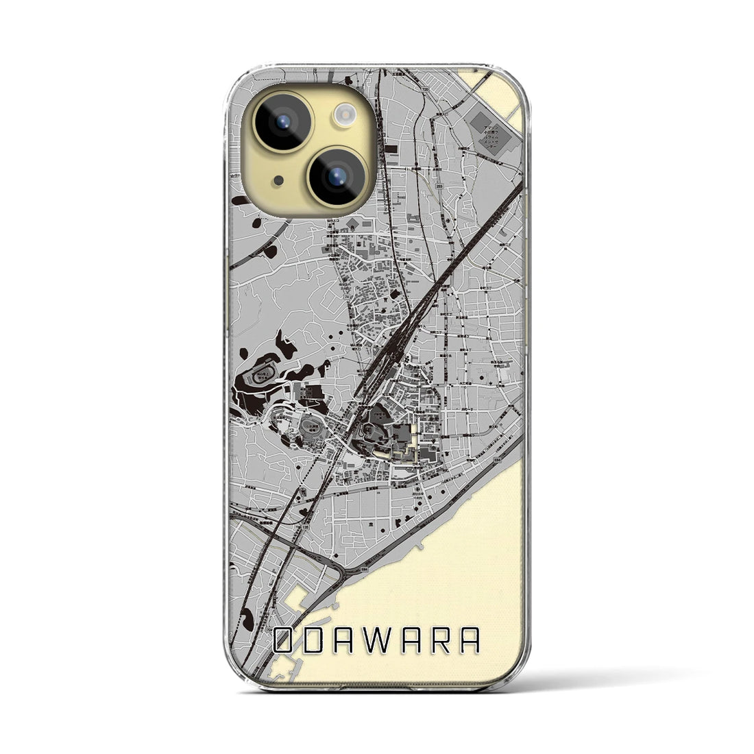 【小田原(神奈川県)】地図柄iPhoneケース(クリアタイプ)モノトーン・iPhone 15 用