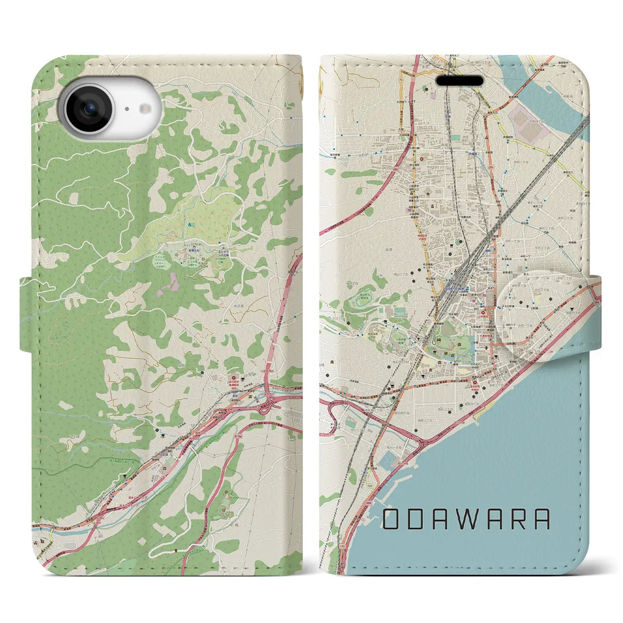 【小田原(神奈川県)】地図柄iPhoneケース(手帳タイプ)