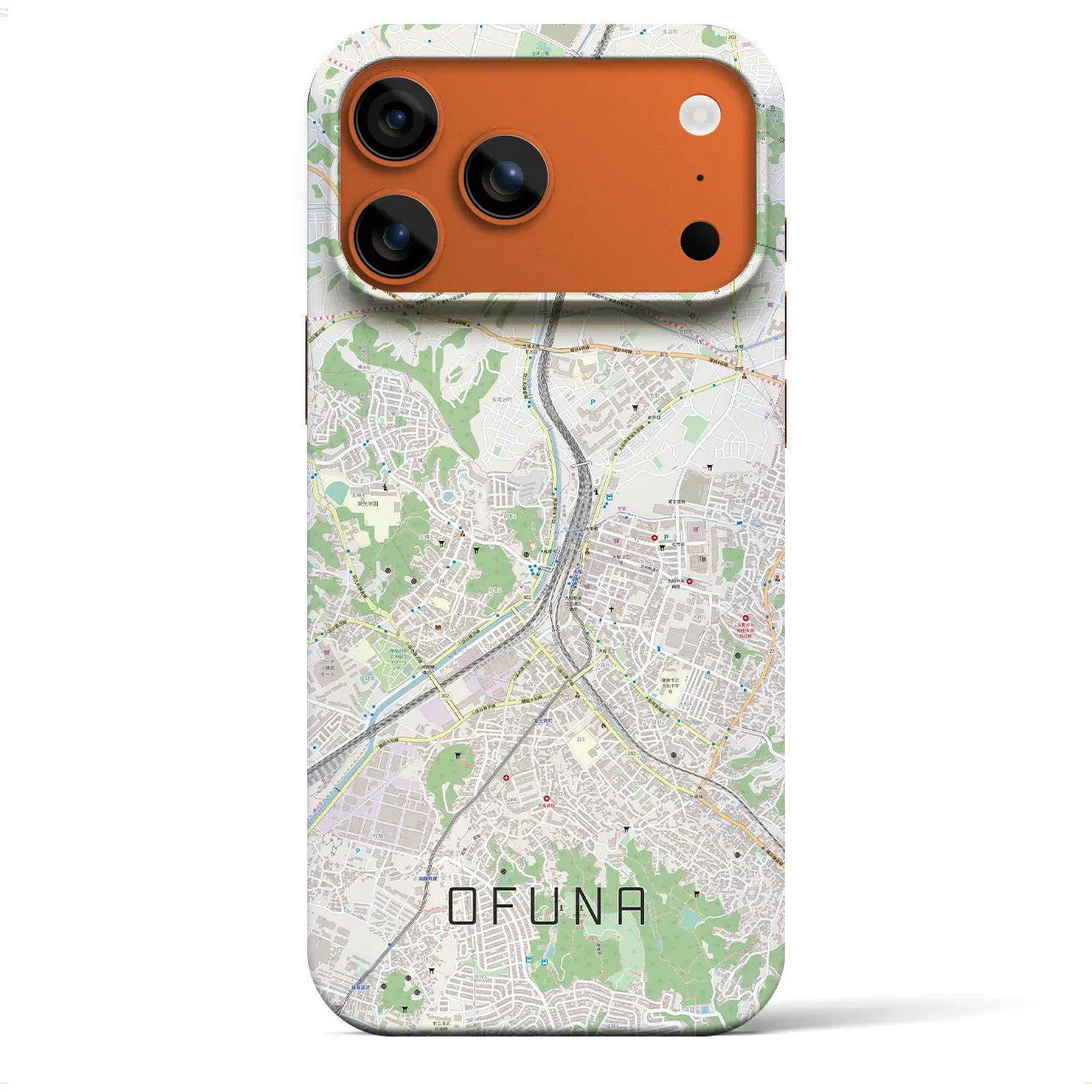 【大船(神奈川県)】地図柄iPhoneケース(バックカバータイプ)ブラック・iPhone 17 Pro Max 用