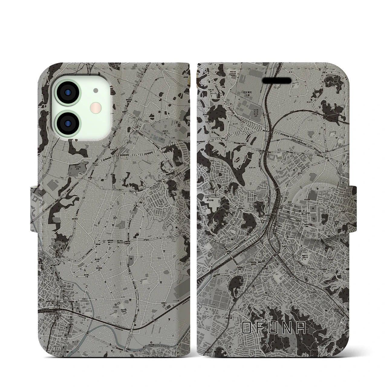 【大船(神奈川県)】地図柄iPhoneケース(手帳タイプ)