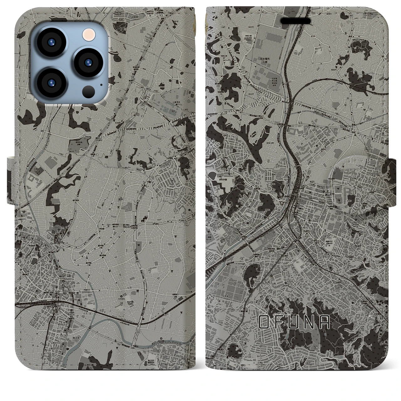 【大船(神奈川県)】地図柄iPhoneケース(手帳タイプ)