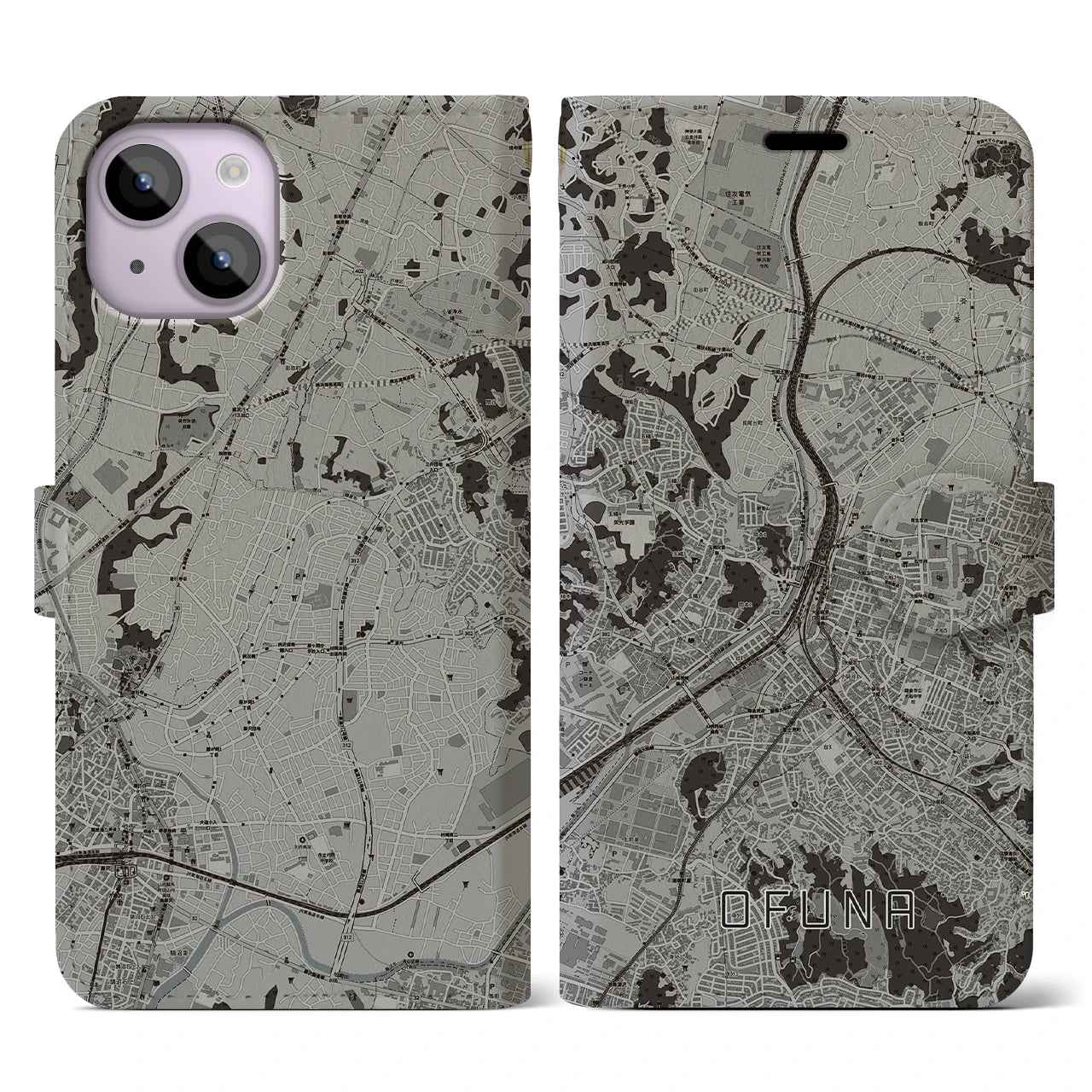 【大船(神奈川県)】地図柄iPhoneケース(手帳タイプ)