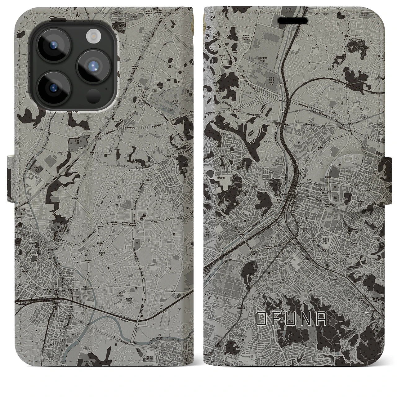 【大船(神奈川県)】地図柄iPhoneケース(手帳タイプ)