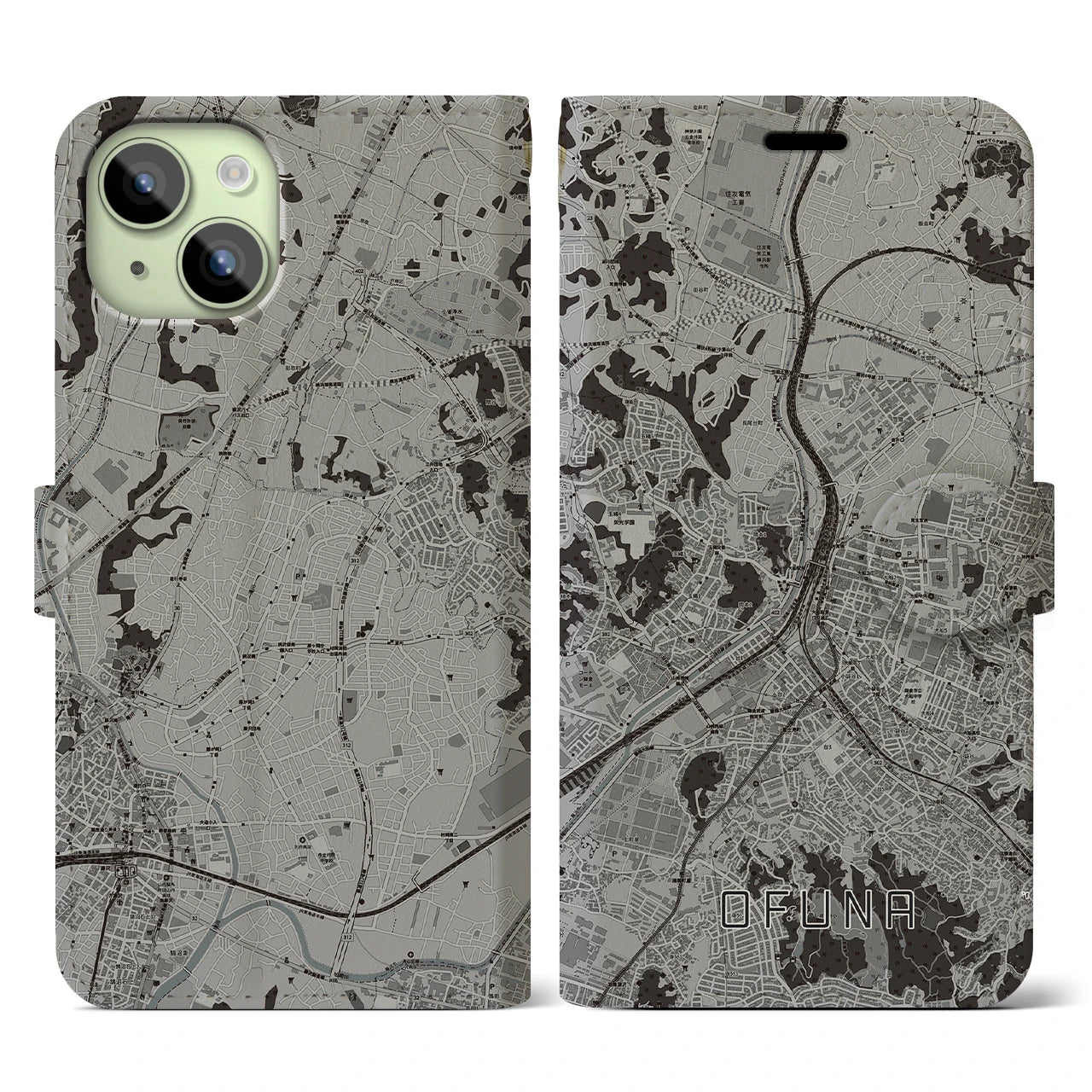 【大船(神奈川県)】地図柄iPhoneケース(手帳タイプ)