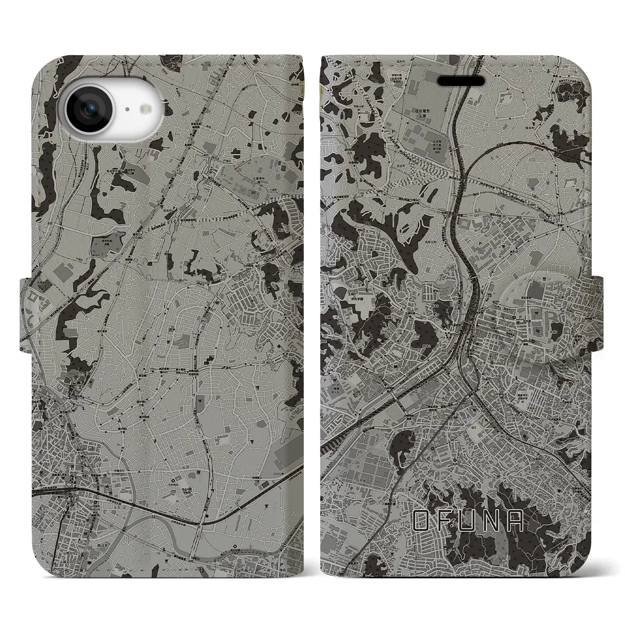 【大船(神奈川県)】地図柄iPhoneケース(手帳タイプ)