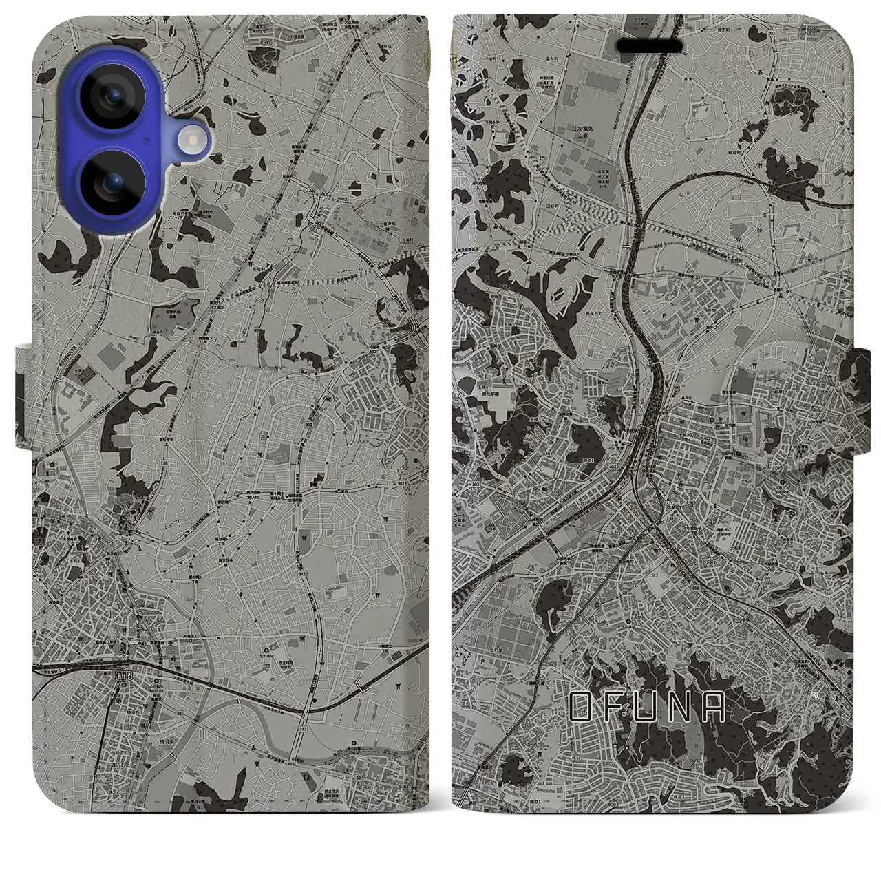 【大船(神奈川県)】地図柄iPhoneケース(手帳タイプ)