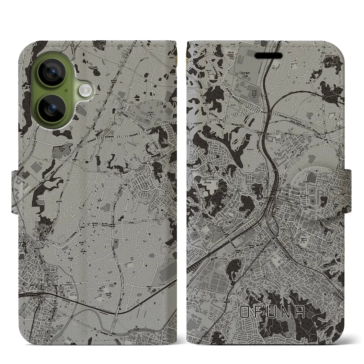 【大船(神奈川県)】地図柄iPhoneケース(手帳タイプ)