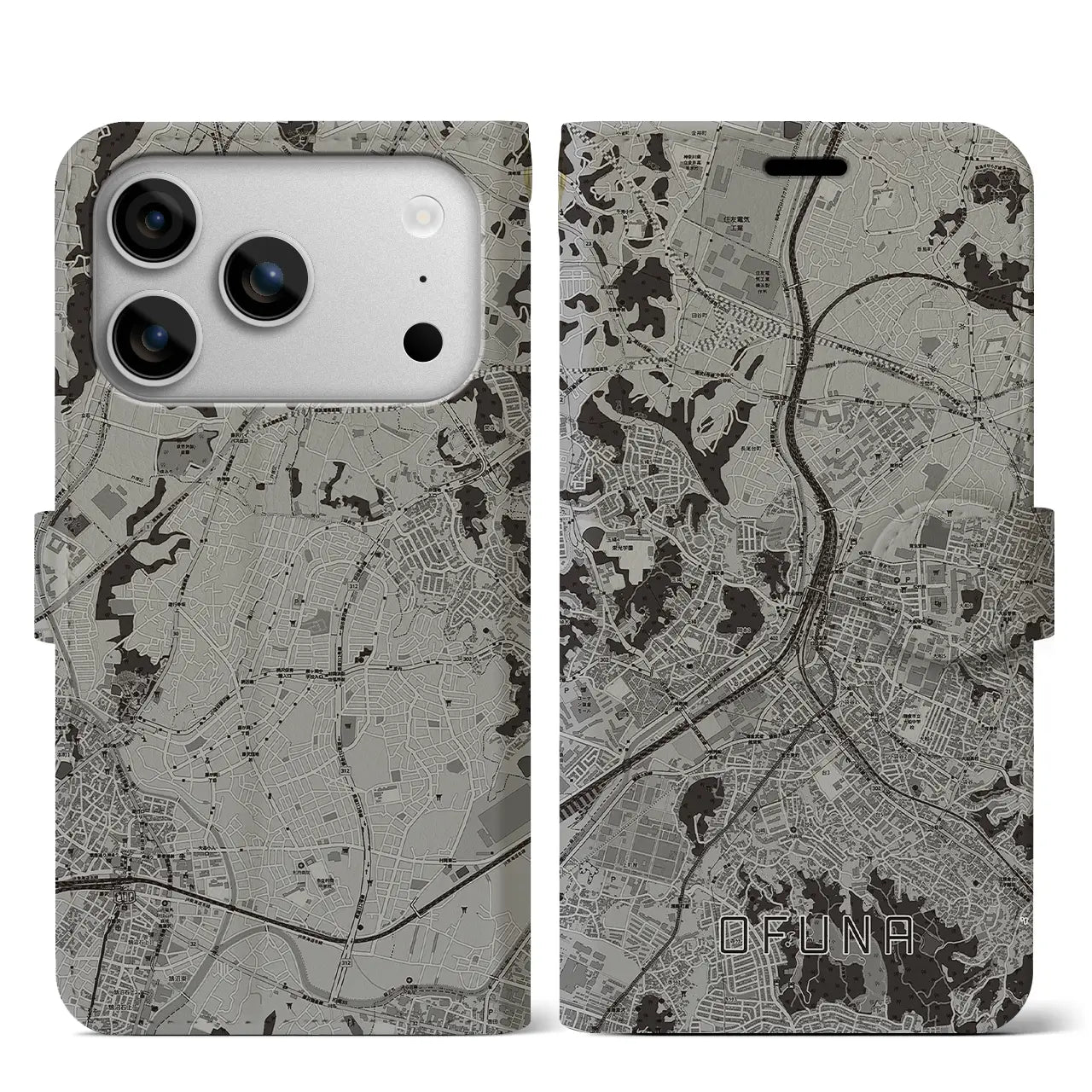 【大船(神奈川県)】地図柄iPhoneケース(手帳タイプ)