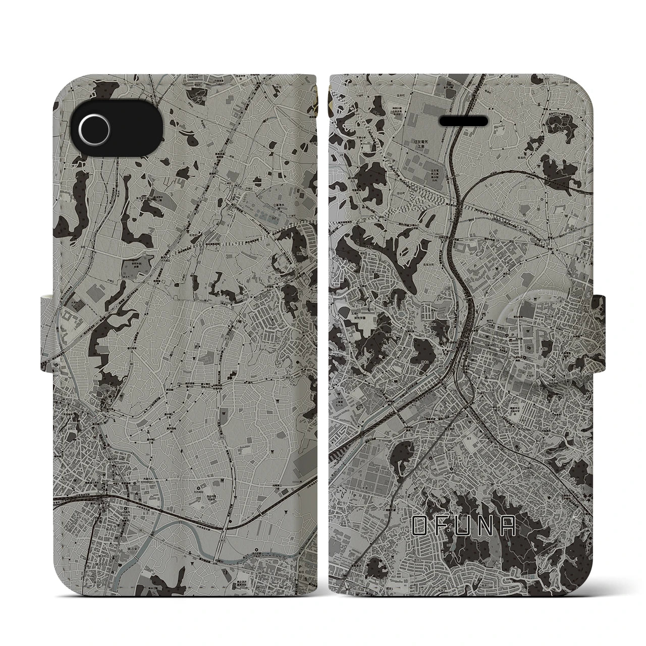 【大船(神奈川県)】地図柄iPhoneケース(手帳タイプ)