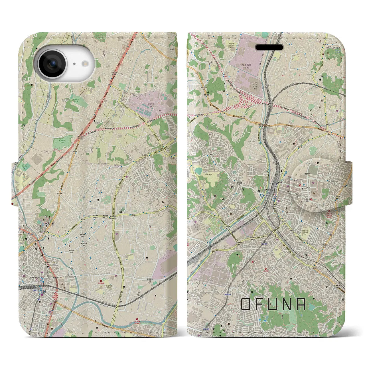 【大船(神奈川県)】地図柄iPhoneケース(手帳タイプ)