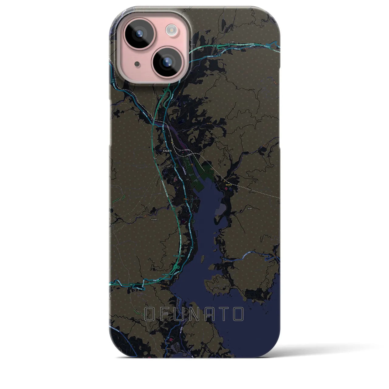 【大船渡(岩手県)】地図柄iPhoneケース(バックカバータイプ)