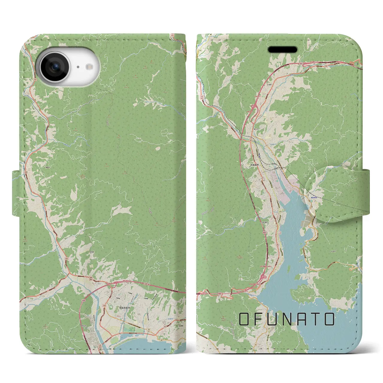 【大船渡(岩手県)】地図柄iPhoneケース(手帳タイプ)