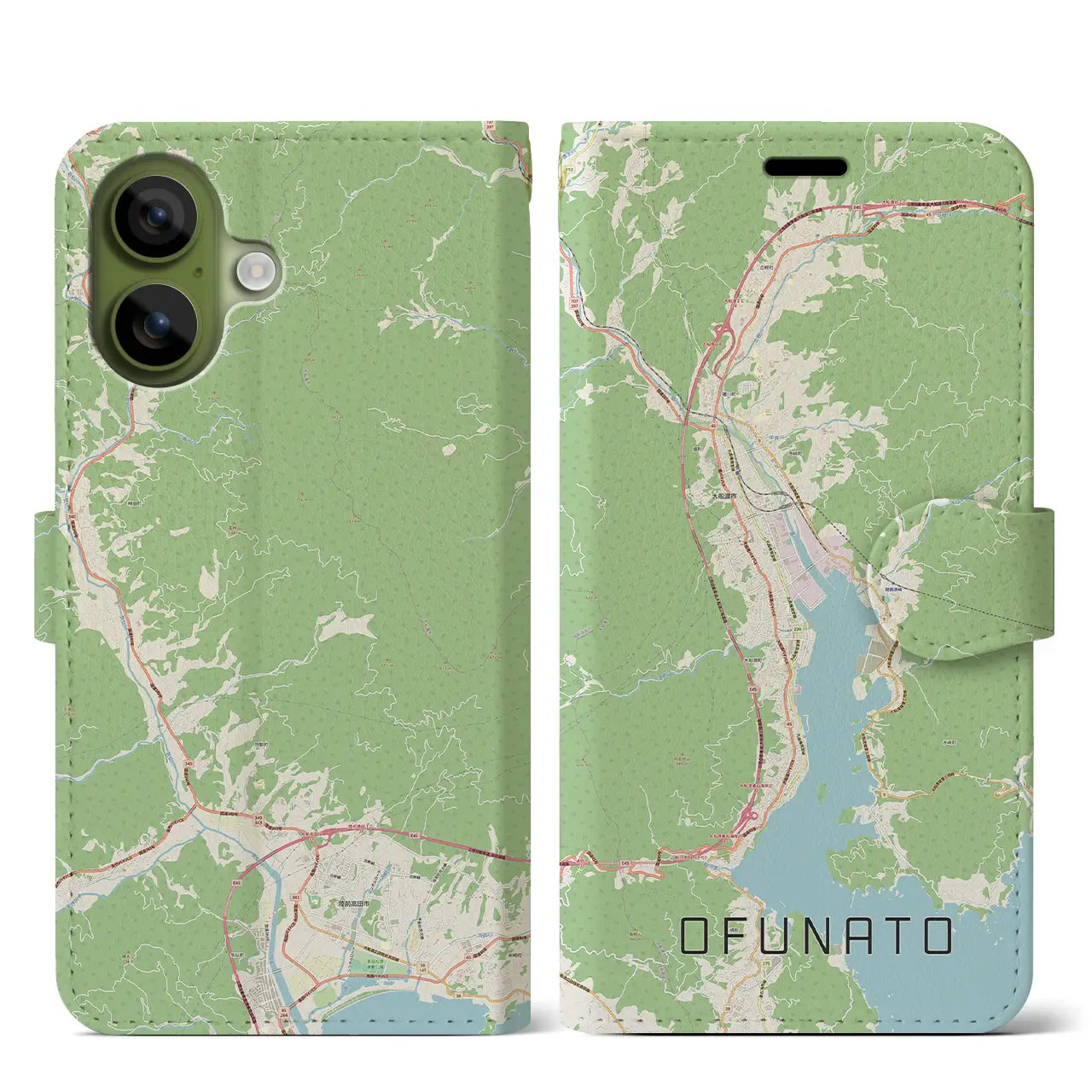 【大船渡(岩手県)】地図柄iPhoneケース(手帳タイプ)