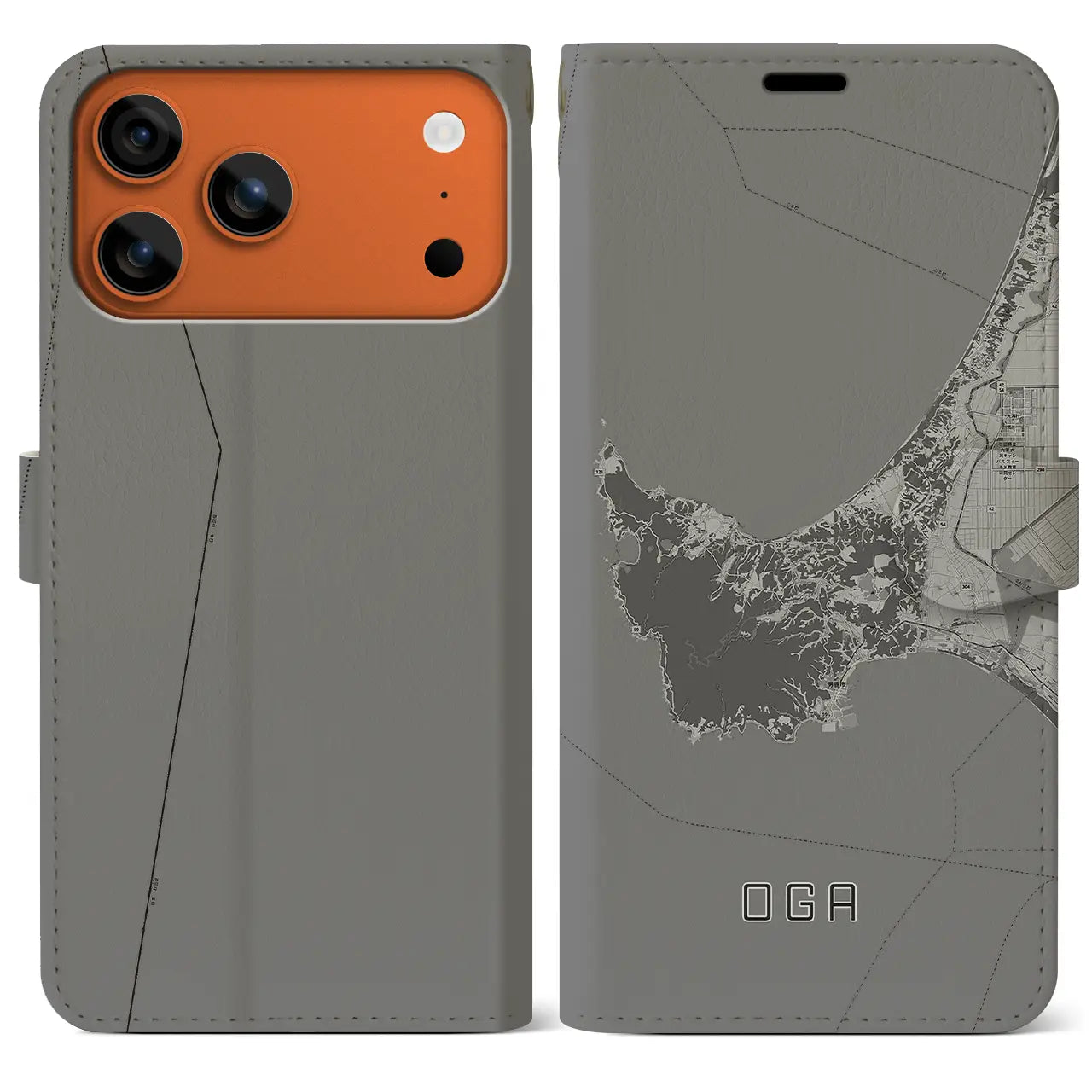 【男鹿(秋田県)】地図柄iPhoneケース(手帳タイプ)