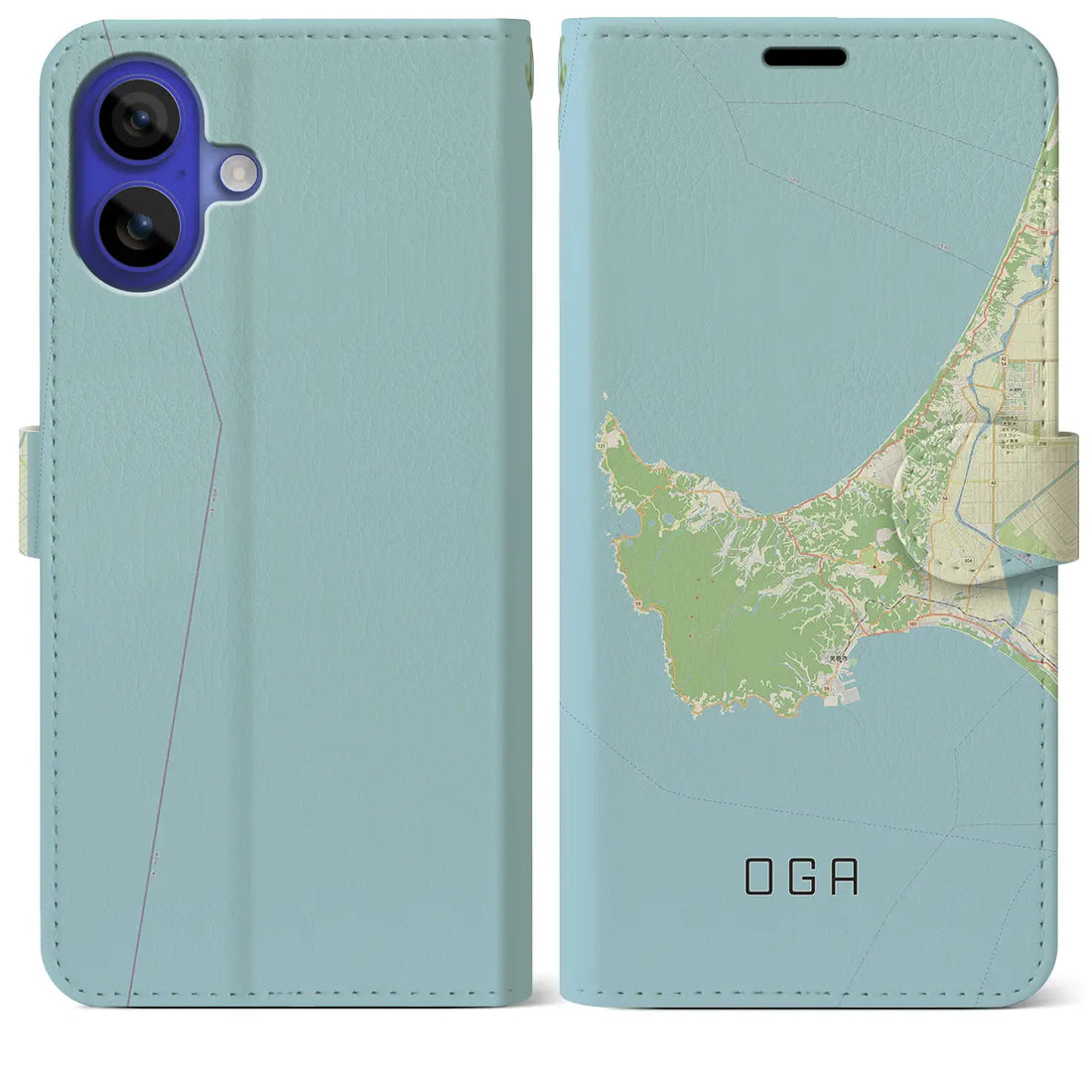 【男鹿(秋田県)】地図柄iPhoneケース(手帳タイプ)ナチュラル・iPhone 16 Pro Max 用