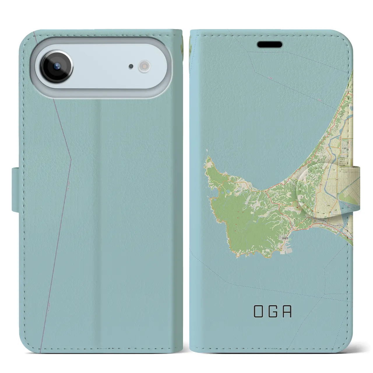 【男鹿(秋田県)】地図柄iPhoneケース(手帳タイプ)ナチュラル・iPhone 17 Pro Max 用