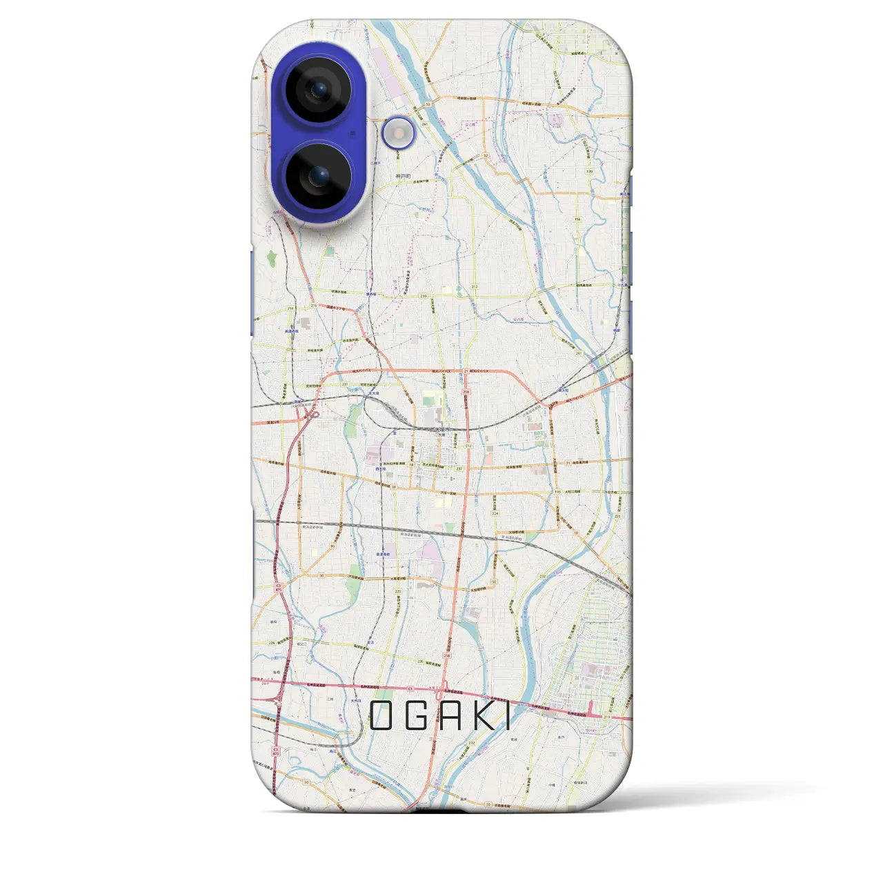 【大垣(岐阜県)】地図柄iPhoneケース(バックカバータイプ)ブラック・iPhone 16 Pro Max 用